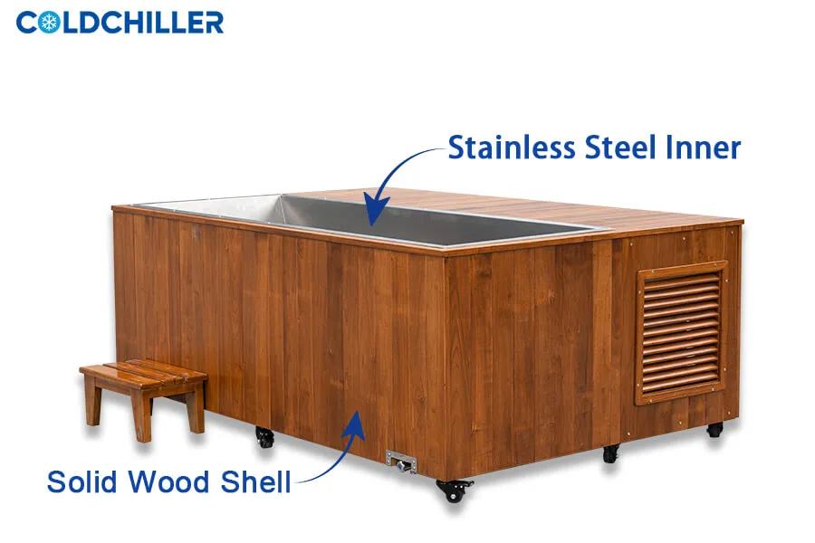 ColdChiller_stainless_steel_linner_wood_shell_One-piece_cold_plunge_tub
