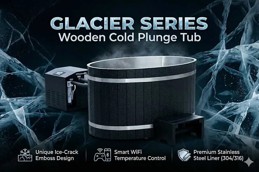 Glacier Series Wooden Cold Plunge Tub: Inspired by Natural Ice Cracks